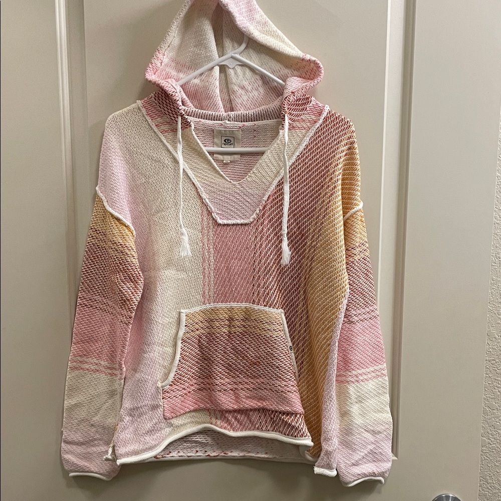Women's Pink and Cream Hooded Top